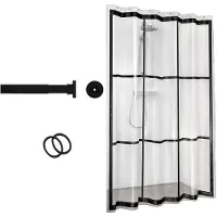 Sealskin Douchegordijnstang Met Douchegordijn Seallux 80-130 cm Zwart / Transparant - 180 x 200 cm
