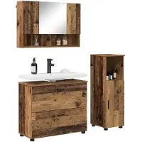 vidaXL Badkamermeubel Set 3 st Oud Hout Samengesteld Hout en Metaal