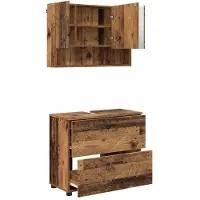 vidaXL Badkamermeubel Set 2 st Oud Hout 76,5 x 35 x 64 cm