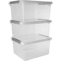 Sunware Comfort Line opbergbox 36L - Set van 3 - 50x40x26 cm - Transparant