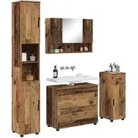 vidaXL Badkamermeubel Set 4 st Oud Hout Samengesteld Hout en Metaal