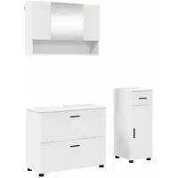 vidaXL Badkamermeubel Set 3 st Wit Samengesteld Hout en Metaal