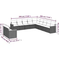 vidaXL 11-delige tuinbankset met kussens, zwart polyrotan