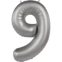 Folat - Folieballon Cijfer 9 Moonlight Silver - 86 cm