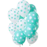 Folat - Ballonnen Stippen Mintgroen-Wit 30cm - 12 stuks