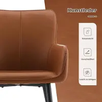 Glamour Luxe Ergonomische Kunstleren Eetkamerstoel met Armleuningen – Comfortabele Gestoffeerde Design Stoel voor Keuken & Woonkamer – Set van 2 – 60×58×86 cm