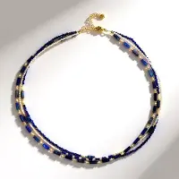 Cavill - Verstelbare Zilveren Halsketting - 925 Sterling Zilver Verguld - 57,07 Ct Lapis Lazuli en Zoetwaterparels - Elegante Blauwe Kralen Ketting