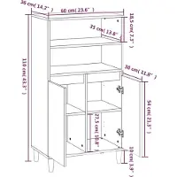 vidaXL Hoge kast 60x36x110 cm bewerkt hout wit