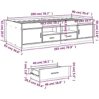 vidaXL Slaapbank met lades zonder matras 90x200 cm gerookt eikenkleur