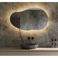 Schaere Organische badkamerspiegel met indirecte verlichting, verwarming, instelbare lichtkleur en dimfunctie 100x60 cm