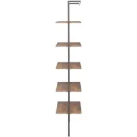vidaXL Ladderrek met 5 schappen 64x35x185 cm donkerbruin en zwart