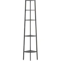 vidaXL Hoekkastje met 5 schappen 45,5x31,5x180 cm zwart