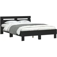 vidaXL Bedframe met hoofdbord bewerkt hout zwart 120x200 cm