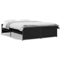 vidaXL Bedframe bewerkt hout metaal zwart 135x190 cm