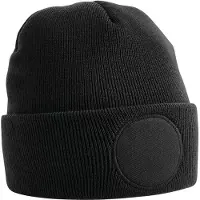 Beechfield Unisex Patch Beanie voor volwassenen (Zwart)