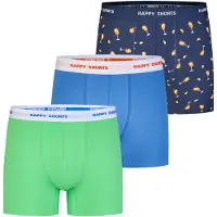 Happy Shorts Boxershorts ' Jersey ' blauw / donkerblauw / lichtgroen