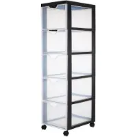 Iris Easygrip Chest ladekast - 5 lades x 15L - Kunststof - Zwart/Transparant - Met wieltjes