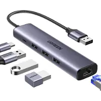 UGREEN - Multifunctionele HUB Adapter - USB 3.0 - 3x USB - Ethernet RJ-45 - USB-C PD - Grijs
