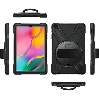 ESTUFF Beschermhoes - SAMSUNG - Galaxy Tab A 10.1 2019 - Zwart - Stevig ontwerp - Inclusief banden
