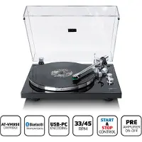 Lenco LBT-215BK - Platenspeler met Bluetooth en een metalen draaiplateau, toonarm en contragewicht - Exclusieve Piano Black kleur