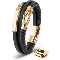 SERASAR Polsbandje voor Mannen [Proud] - Goud 20cm - Armbanden van Koeienhuid