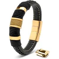 SERASAR Polsbandje voor Mannen [Ring] - Goud 20cm - Armbanden van Koeienhuid