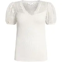 Rosemunde Dames Tops & T-shirts Beatha Full Lace V-neck T-shirt - Creme - Maat M