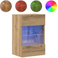 vidaXL Wandkasten met LED-verlichting voor tv 2 st 40x30x60,5 cm artisanaal eikenkleur