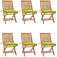 vidaXL Tuinstoelen 6 st inklapbaar met kussens massief teakhout