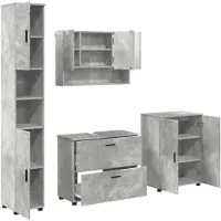 vidaXL Badkamermeubel Set 4 st Beton Grijs 35 x 30 x 192 cm