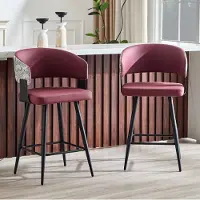 STILVORA Eetkamerstoel Set van 2 - Gevoerde Armleunstoel In Kunstleer - Modern Voor Eetkamer, Keuken En Horeca - Metaal - Rood