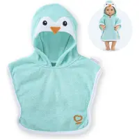 Corolle badcape babypop pinguin 36cm - poppenaccessoire blauw.
