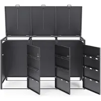 Vente-unique Afvalcontainerberging van gegalvaniseerd staal antracietgrijs - 0,6 mm - 3 afvalbakken van 240L - L200 x D80 x H116 cm - LOKAFA