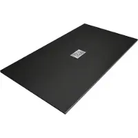 Mexen Hugo rechthoekige douchebak SMC 180 x 100 , zwart, afdekplaat inox - 42701018-X