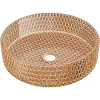 Mexen Aura glazen opzetwastafel 39 x 39 cm, roze goud - 24013968