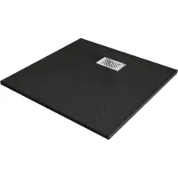 Mexen Hugo vierkante SMC-douchebak 90 x 90 , zwart, inox afdekplaat - 42709090-X