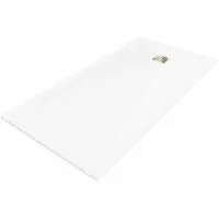 Mexen Stone+ rechthoekige composiet douchebak 160 x 90 , wit, gouden afdekkap - 44109016-G