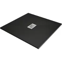 Mexen Hugo vierkante douchebak SMC 100 x 100 , zwart, inox afdekking - 42701010-X