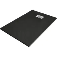 Mexen Hugo rechthoekige SMC douchebak 90 x 70 , zwart, inox afdekking - 42707090-X