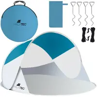 Trizand Malatec vouwbare strandtent - Beachtent - Pop up strandtent - 220 x 120 x 90 cm - Turquoise/grijs