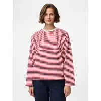 Pieces Shirt 'PCSadie' kersrood / wit