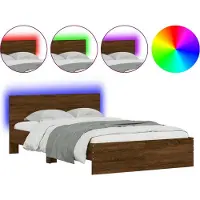 vidaXL Bedframe met hoofdeinde en LED bruin eikenkleur 140x190 cm