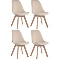 CLP Borneo Set van 4 eetkamerstoelen - Fluweel creme natura