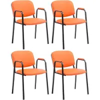 CLP Ken Pro - Stapelstoelen Set van 4 - armleuningen - zwart - 150 kg - Kunstleer/oranje