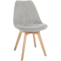 CLP Linares Eetkamerstoel - Design Keukenstoel - Scandinavisch Kuipstoel - Houten Poten Ribstof/grijs