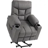 CLP Andover Fauteuil - sta op stoel elektrisch - TV-fauteuil met relaxfunctie - USB-poorten en bekerhouder - grijs Stof