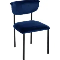 CLP Gambell Eetkamerstoel - klassiek - met rugleuning - zwart metalen poten - velvet - fluweel - Fluweel/donkerblauw