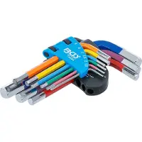 Bgs Stiftsleutelset - meerkleurig - kort - binnenzeskant 1,5 - 10 mm - 9 delig
