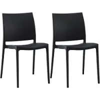 CLP Meton Set van 2 Tuinstoelen - Stapelbaar - Onderhoudsvriendelijk - Weerbestendig - zwart