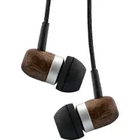 InLine 55357, oordopjes van hout, in-ear headset met kabelmicrofoon en bedieningsknop, walnoot